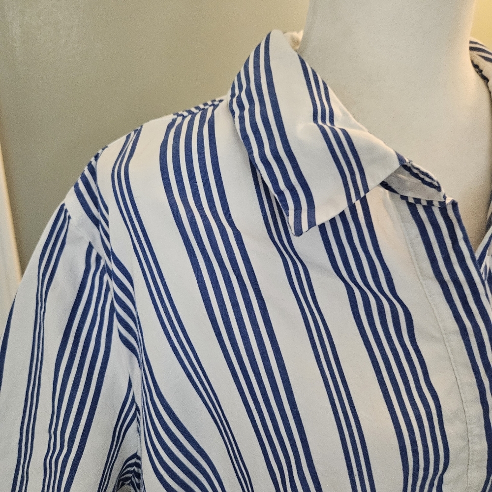 Old Navy Women's Size XL Blue and White Striped Shirt Dress with Pockets - Picture 7 of 15
